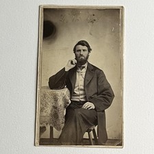 Antique CDV Photograph Handsome Man Black Orb Spirit Photo Spooky Odd picture