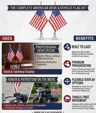 2 Kit of American Flag USA and Motorcycle Flag Pole Mount For Harley Honda Goldw picture