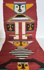 Handwoven Peruvian Andean Folk Art Wool Tapestry 40x15 Wall Hanging Vintage picture