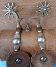 Antique Nickel Dot August Buermann Hercules Bronze Spurs Collector Condition picture