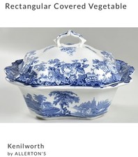 Antique English Kenilworth Blue transferware Ironstone Soup Tureen and Ladle picture