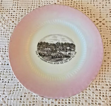 ANTIQUE 1894 HUDSON MASS, FIRE SOUVENIR PLATE, MADE IN GERMANY FOR SOLON WOOD CO picture