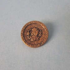 BUTTON Picture Girl Bonnet in Wreath Stamped Brass Antique Vintage  picture