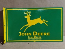 John Deere Porcelain Enamel Sign  18 x 10 Inches 2 Sided picture
