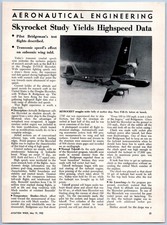 1952 Aviation Article - Douglas Aircraft D-558-II Skyrocket Test Plane Subsonic picture