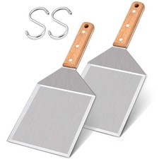 Metal Spatula Set of 2, Leonyo Stainless Steel 11In Length 2 Pack, Wood  picture