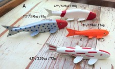 4 Folk Art Handmade/Painted Wood Fish Decoys Spearing/Ice Fishing Weighted (A picture
