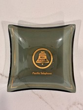 VTG Pacific Bell Telephone Comp. Glass Ashtray Trinket Dish Bell System 2.25