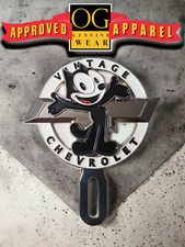 36 37 38 39 Vintage Chevrolet Felix Cat Lowrider Car Truck License Plate Topper picture