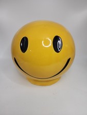 Vintage McCoy Pottery Yellow Ceramic Retro Smiley Face Coin Bank Round Sphere US picture