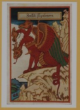 1973 Fairy Tale Serpent Gorynych three-head Dragon ART BILIBIN USSR POSTCARD Old picture