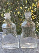 Vtg Apothecary Extract Bottle Hourglass Cork Shape Lot-2 Clear Glass 5