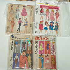 VTG 1960s Barbie Ken Skipper Doll Sewing Patterns Lot (4) McCall's Advance Cut picture
