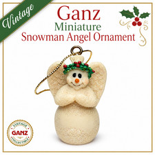 Vintage Ganz Miniature Snowman Angel Resin Christmas Ornament Glitter Holiday picture