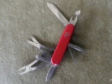 New Vintage 1991 Victorinox Tinker Delux Swiss Army Knife Red 91mm Pliers Mint picture