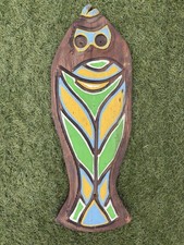 Vintage Witco Bosko Tiki Inspired Halibut Fish Painted PNW Carving Wall Bar Art picture