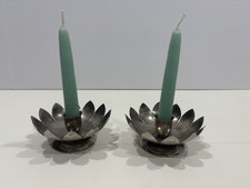 Vintage Lotus Flower Leonard Silver Plated Candle Holders picture