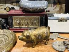 Vintage Decker’s CAST IRON Figural BANK DECKER'S IOWANA IOWA PIG HOG picture