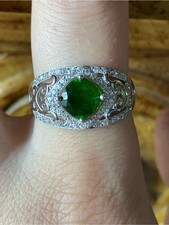 Natural Chrome Diopside Sterling Silver Ring Size 9.25 picture