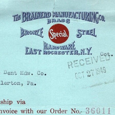 1949 EAST ROCHESTER NY THE BRAINERD MANUFACTURING CO LETTERHEAD BILLHEAD Z6970 picture