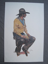 VTG GORDON SNIDOW COORS WESTERN COWBOY PRINT POSTER 