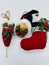Lot of 3 Vintage Christmas Tree Ornaments Cat Lover picture