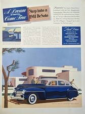 1940 Vintage Chrysler Corporation, 1941 DeSoto Print Ad Blue Car picture