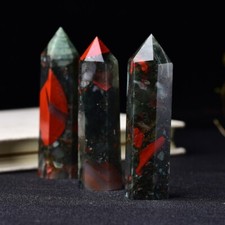 African Bloodstone Healing Crystal Tower Point Wands Reiki Obelisk Mineral Rocks picture
