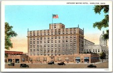 Postcard Hamilton Ohio Anthony Wayne Hotel 1927 Curt Teich White Border CT Mn picture