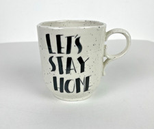 Anthropologie Let’s Stay Home Coffee Mug 14 Oz Cream Black Speckled Ceramic picture