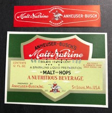 Anheuser Busch Malt Nutrine Prohibition Not IRTP Beer LabeI  St Louis Mo C1920s picture