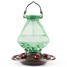 Auslar Hummingbird Feeder, Green Glass Hummingbird Feeders for Outdoors Hangi... picture