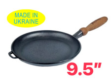 Maysternya Ukraine Cast Iron Pancake Pan Crepe Pan Fry Pan Skillet w/Wood Handle picture