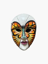 Mexican Folk Art Butterfly Mask Hand Painted Ceramic Pottery Talavera Style Deco picture