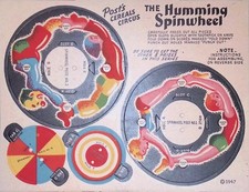 1947 Post Cereals Circus Humming Spinwheel Unused Die Cut Toy Premium Paper picture