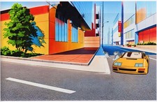 GOLDEN BOY CEL/DOUGA -Exotic Yellow Car  - Ova1-304 w/ BG print +Extras picture