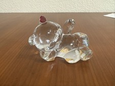 Fenton Last of the Red Hot Lovers Clear Glass Bear w/Red Heart On Ear Figurine picture