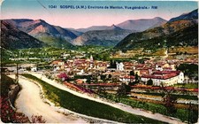 Vintage France Postcard Sospel Menton Alps Mountain Village View picture