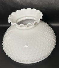 Vintage Hobnail Milk Glass Hurricane Globe Crimped Ruffled White 10” Wide picture