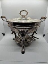 Antique Manning Bowman & Co Chafing Dish Stag Antler: Alcohol Burner Patent 1898 picture