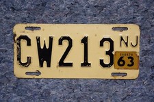 1962 1963 New Jersey MOTORCYCLE License Plate picture
