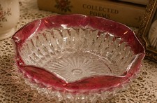 Indiana Glass Diamond Point Ruby Flash Sauce Dish Liner Underplate 5” picture