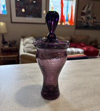 Rainbow Glass Company Apothecary Jar In Crackle Amethyst HTF picture