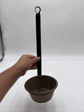 Vtg Copper & Iron Ladle ~ Primitive Farmhouse Dipper ~ Country Decor 13'' Patina picture