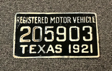 RARE 1921 TEXAS LICENSE PLATE REGISTERED MOTOR VEHICLE RADIATOR BADGE RESTORED picture