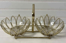 VTG East Hampton Atomic Mid-Century Gold Bowl Appetizer Snack Tray picture