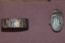Japanese Iron Fuchi Kashira Set Seven Sages Bamboo Gold Inlay Box picture