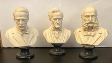 3-Giacomo Puccini-Wagner-Offenbach 6” Bust Alabaster/Resin Sculpture Pre-Owned picture