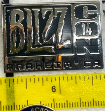 BlizzCon 2014 Logo Collectible Metallic Enamel Tack Lapel Pin Silver Tone picture