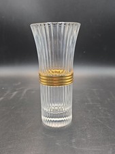 Christian Dior Signed Crystal Gaudron 7″ Ribbed Gold Vase Collectible picture